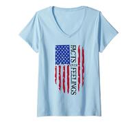 Donna Facts Over Feelings Flag Sign USA God Family Country Freedom Maglietta con Collo a V