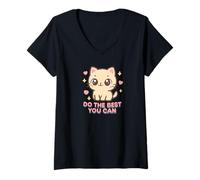 Donna Fai il meglio che puoi carino Cat Test Day Maglietta con Collo a V