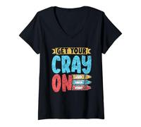 Donna Fai Il Pieno di Cray Grado Alunno Bambini Ritorno A Scuola Maglietta con Collo a V