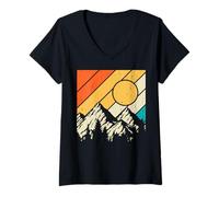 Donna Fai un'escursione Vintage Retro Geometria Maglietta con Collo a V