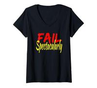 Donna Fail Spectacular Rosso Giallo Maglietta con Collo a V