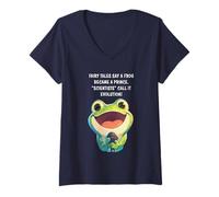 Donna Fairy Tales Say a Frog Became a Prince - Christian Creation Maglietta con Collo a V