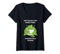 Donna Fairy Tales Say a Frog Became a Prince - Christian Creation Maglietta con Collo a V