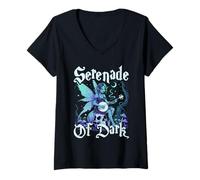 Donna Fairycore Arte Delle Fate Gotica Serenade Of Dark Maglietta con Collo a V
