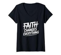 Donna Faith Changes Everything Maglietta con Collo a V