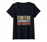 Donna Faith Changes Everything Maglietta con Collo a V