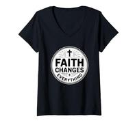 Donna Faith Changes Everything Maglietta con Collo a V