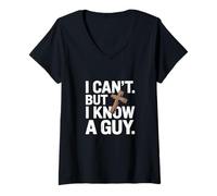 Donna Faith Cross I Know a Guy Vintage Quote Message Maglietta con Collo a V