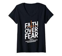 Donna Faith Over Fear Psalms 118 6 The Lord Is On My Side Fede Maglietta con Collo a V
