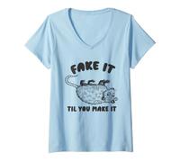 Donna Fake TIL Make It Possum Maglietta con Collo a V