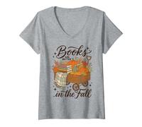 Donna Fall Reading Books Are Better in The Fall Maglietta con Collo a V