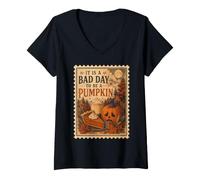 Donna Fall Vibes Bad Day to Be a Pumpkin Maglietta con Collo a V