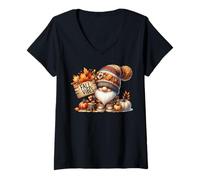 Donna Fall Vibes Graphic for Women Men And Kids Cute Pumpkin Fall Maglietta con Collo a V