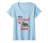 Donna Fallout New California Republic Flag EST 2189 Video Game Maglietta con Collo a V