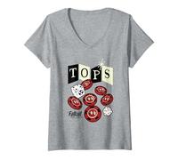 Donna Fallout Tops Casino New Vegas Chips And Dice Video Game Maglietta con Collo a V