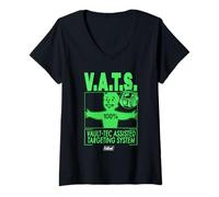 Donna Fallout Video Game V.A.T.S. Retro Vault-Tec Pip Boy Maglietta con Collo a V