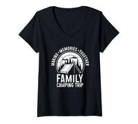 Donna Famiglia Campeggio Viaggio Fare Ricordi Camper Gruppo Corrispondente Maglietta con Collo a V