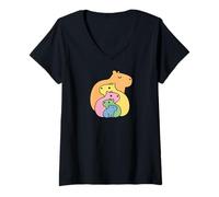 Donna Famiglia di Cute Capybaras Maglietta con Collo a V