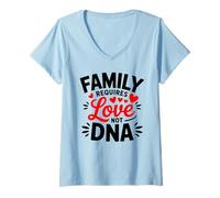 Donna Famiglia è Amore Non Dna Foster Mamma Matrigna Adozione Giorno Maglietta con Collo a V