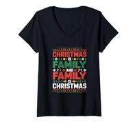 Donna Famiglia Il Buon Natale è Famiglia e la Famiglia è Natale Maglietta con Collo a V
