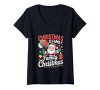 Donna Famiglia Il Buon Natale è Famiglia e la Famiglia è Natale Maglietta con Collo a V