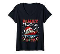 Donna Family Christmas Cruise 2025 Festive Family Cruise Vacation Maglietta con Collo a V