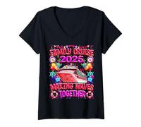 Donna Family Cruise 2025 - Making Waves Together Divertente maglietta per famiglie Maglietta con Collo a V