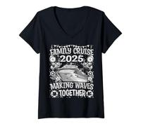 Donna Family Cruise 2025 - Making Waves Together Divertente maglietta per famiglie Maglietta con Collo a V