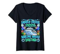Donna Family Cruise 2025 - Making Waves Together Divertente maglietta per famiglie Maglietta con Collo a V