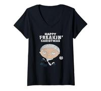 Donna Family Guy Happy Freakin' Christmas Stewie Distressed Art Maglietta con Collo a V