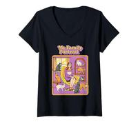 Donna Family Portrait Cat Lady Sarcastic Retro Funny Adult Humor Maglietta con Collo a V