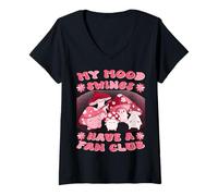 Donna Fan Club - Fungo Kawaii da Donna Maglietta con Collo a V