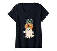 Donna Fantasma con Corona di Zucca Maglietta con Collo a V