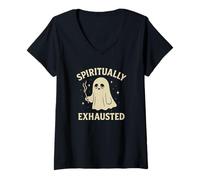 Donna Fantasma spiritualmente esausto - Halloween Divertente Anima stanca Maglietta con Collo a V
