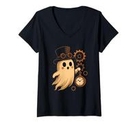 Donna Fantasma Steampunk con Cappello a Cilindro Maglietta con Collo a V