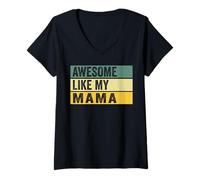 Donna Fantastica Grafica Effetto Invecchiato Come la mia Mamma Maglietta con Collo a V