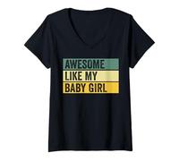 Donna Fantastica Grafica invecchiata con Scritta Like My Baby Girl Maglietta con Collo a V