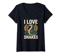 Donna Fantastica grafica per appassionati di rettili I Love Snakes Maglietta con Collo a V