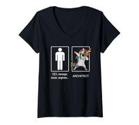 Donna Fantastica idea regalo per architettura a forma di unicorno Maglietta con Collo a V