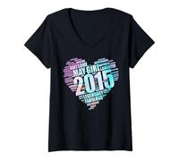 Donna Fantastica ragazza di maggio 2015 Favoloso grande cuore decimo compleanno decimo Maglietta con Collo a V