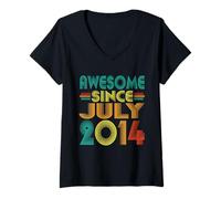 Donna Fantastico da luglio 2014, 11° compleanno, Funny Vintage Maglietta con Collo a V