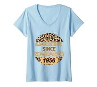 Donna Fantastico dal novembre 1956, stampa leopardata per il compleanno di novembre Maglietta con Collo a V