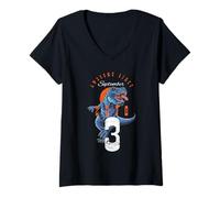 Donna Fantastico Dinosauro per Il Terzo Compleanno di Settembre 2018 Maglietta con Collo a V