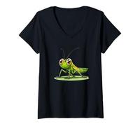Donna Fantastico logo Grasshopper per una giornata vibrante Maglietta con Collo a V
