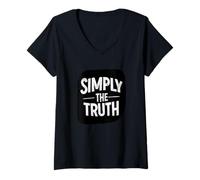 Donna Fantastico Logo Simply The Truth Maglietta con Collo a V