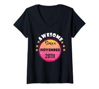 Donna Fantastico nato a novembre 28 Compleanno 28 Novembre Vintage Maglietta con Collo a V