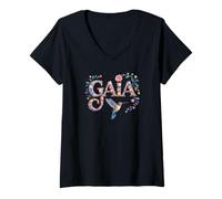 Donna Fantastico Nome Gaia Personalizzato Ragazza Riunione Compleanno Maglietta con Collo a V