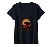 Donna Fantastico Orso Americano con Liberty for Bears And Freedom Maglietta con Collo a V
