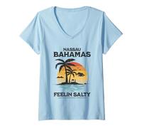 Donna Fantastico Souvenir di Nassau - Bahamas retrò Vintage Maglietta con Collo a V