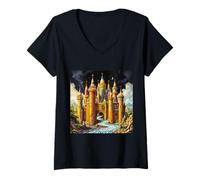 Donna Fantasy Castle da Matite Maglietta con Collo a V